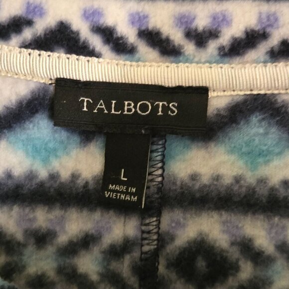Talbots Fair Isle Fleece Zip-Up Jacket Blue Lavender Size L - Picture 5 of 6